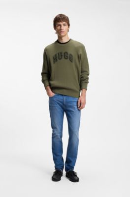 Jeans slim fit in denim elasticizzato blu medio, Blu