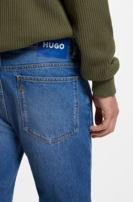 Jeans slim fit in denim elasticizzato blu medio, Blu