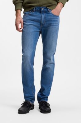 Jeans slim fit in denim elasticizzato blu medio, Blu