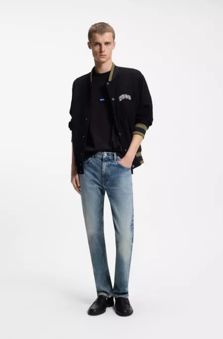 Slim-fit jeans in blue stonewashed stretch denim