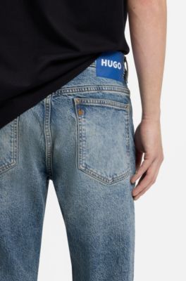 Slim-fit jeans in blue stonewashed stretch denim, Blue