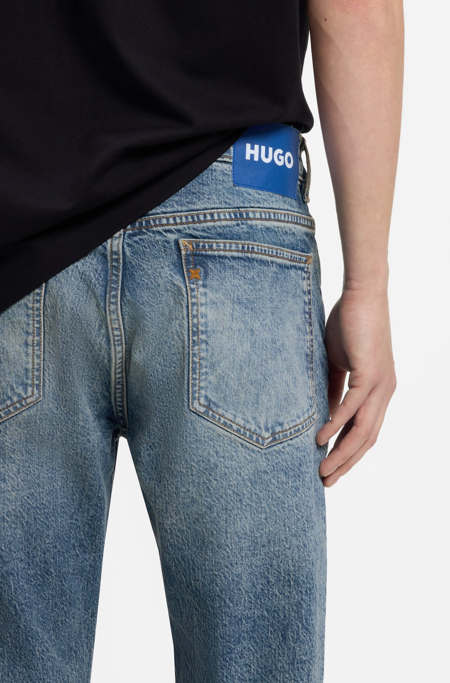 Hugo Slim-fit jeans in blue stonewashed stretch denim herr – bild 3