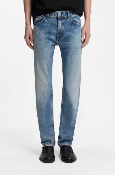 Slim-fit jeans in blue stonewashed stretch denim