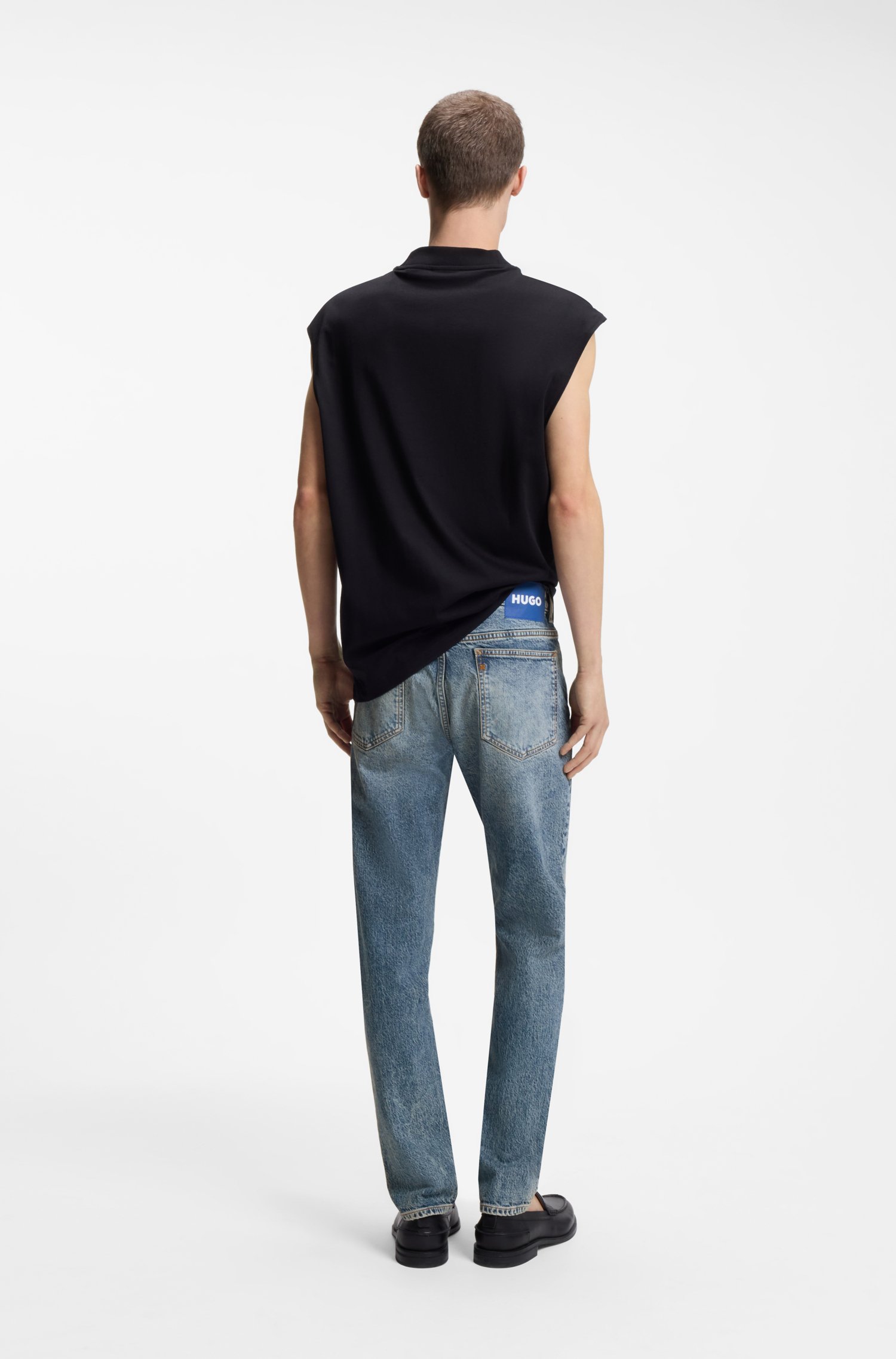 Hugo Slim-fit jeans in blue stonewashed stretch denim herr – bild 2