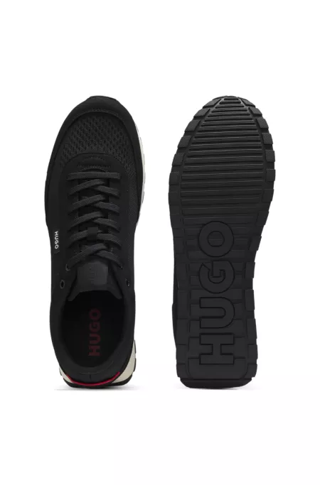 Knitted-upper trainers with logo flag