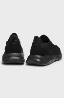 Knitted trainers with logo-embossed EVA sole, Black