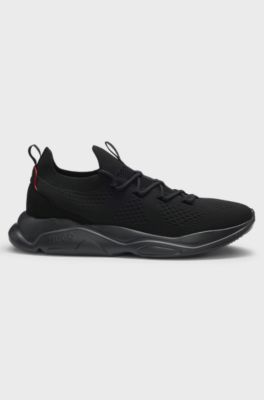Knitted trainers with logo-embossed EVA sole, Black