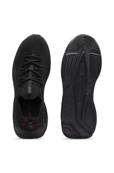 Knitted trainers with logo-embossed EVA sole