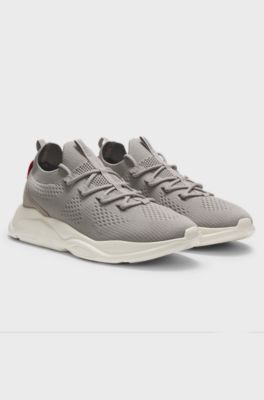 Strick-Sneakers mit Logo-gepr&auml;gter EVA-Sohle, Hellgrau