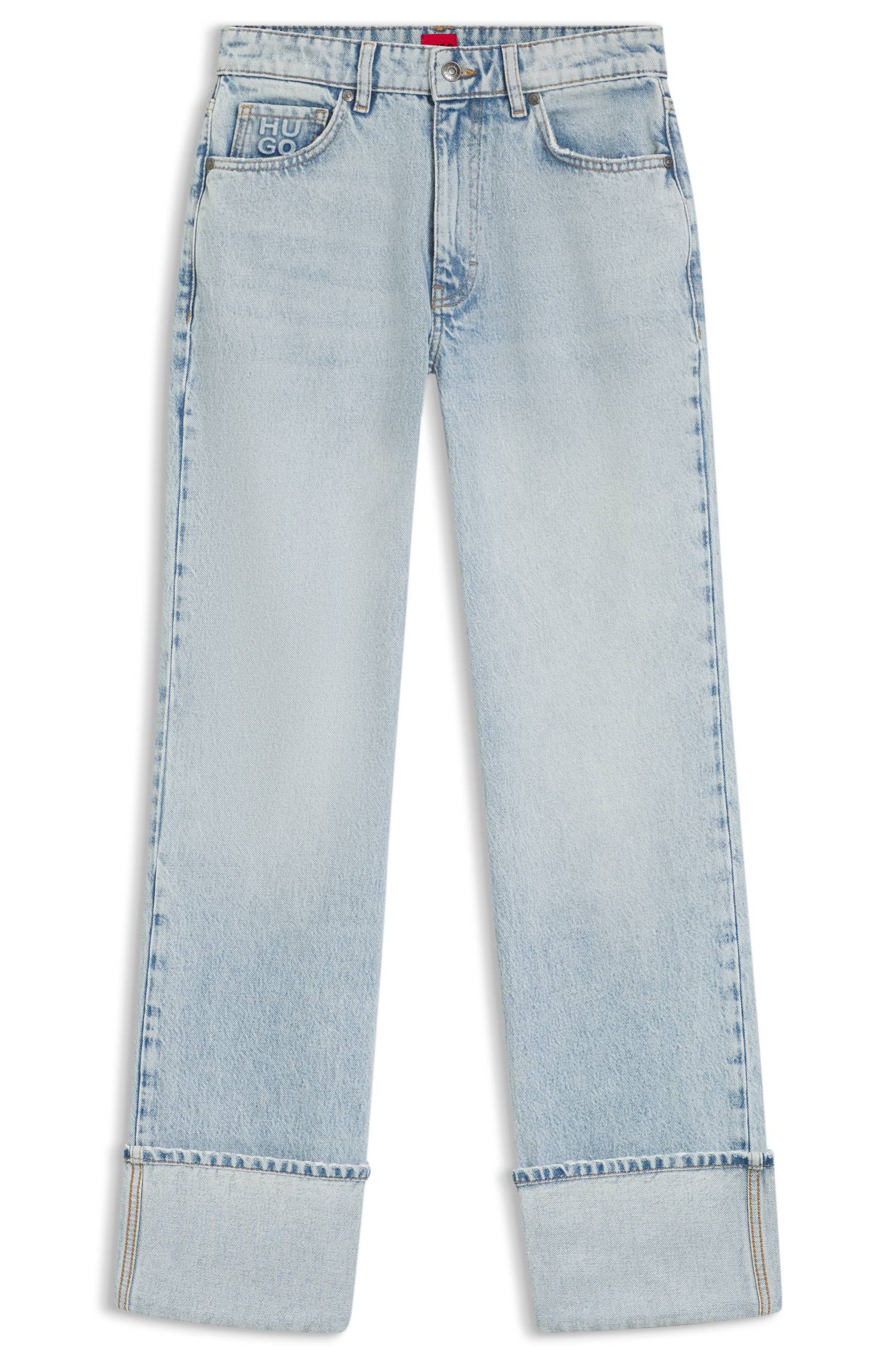 Hugo Straight-fit jeans in blue denim with turn-ups dam – bild 4