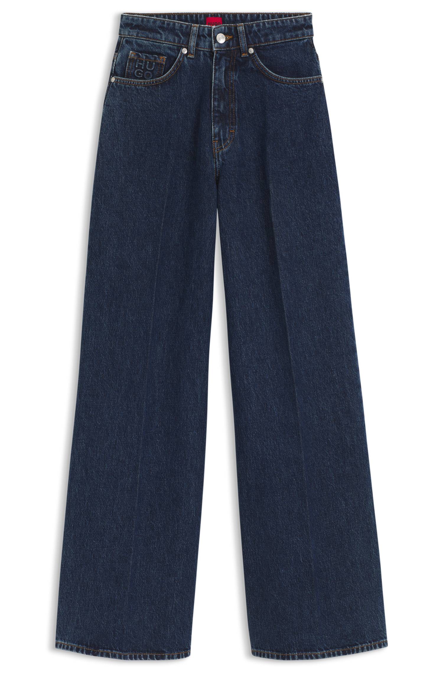 Hugo Wide-leg jeans in blue denim with front pleats dam – bild 4