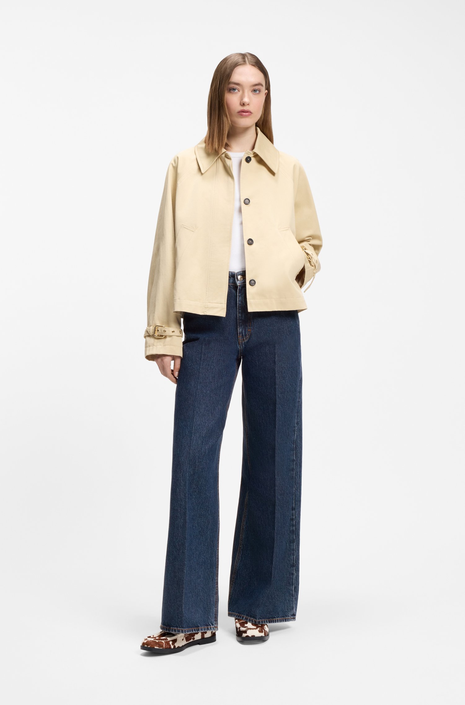 Hugo Wide-leg jeans in blue denim with front pleats dam – bild 2