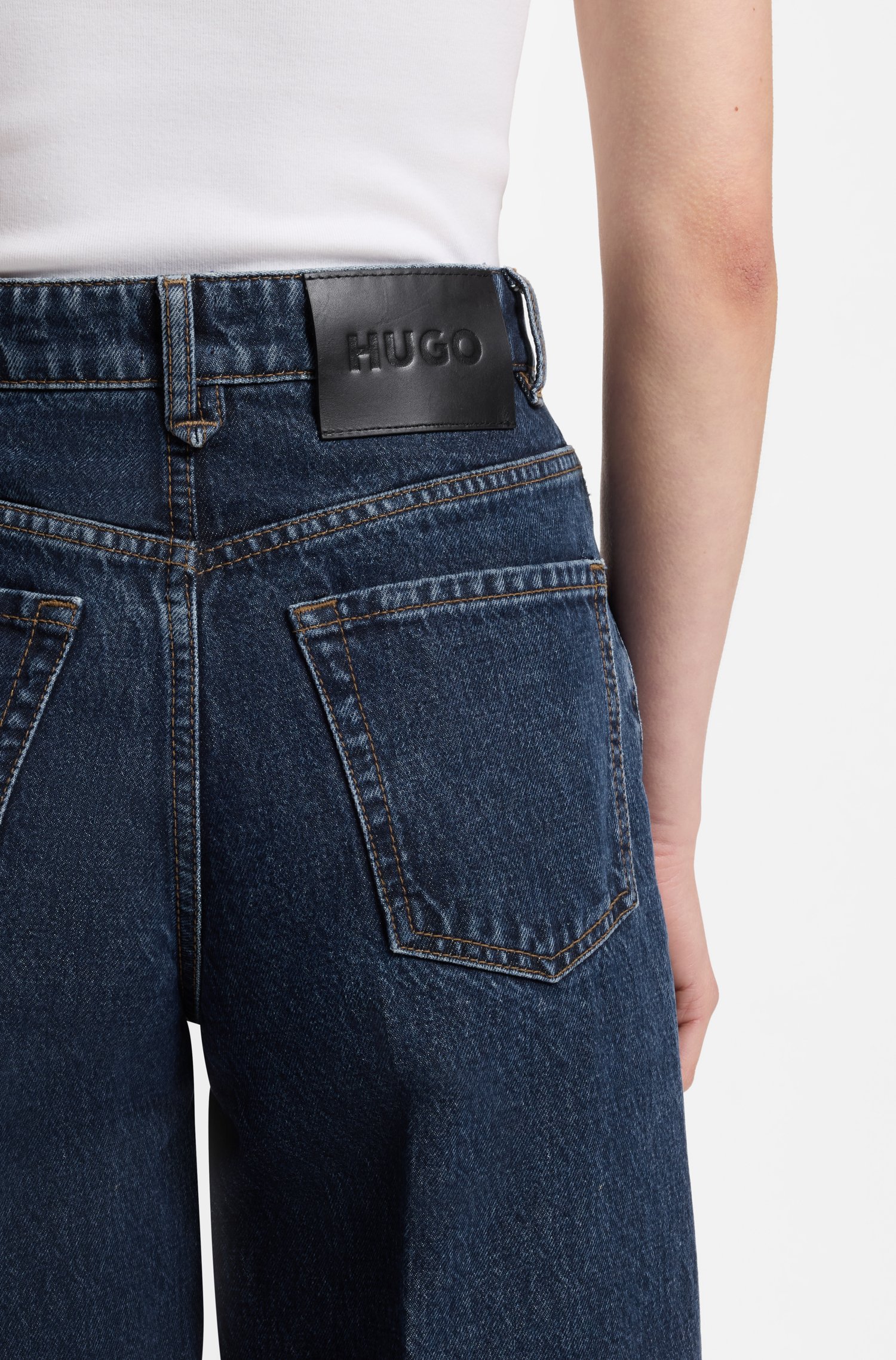 Hugo Wide-leg jeans in blue denim with front pleats dam – bild 3