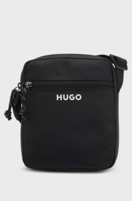 Crossbodytas met contrasterend logo, Zwart