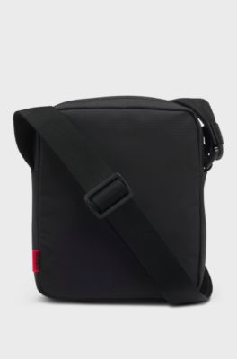 Crossbodytas met contrasterend logo, Zwart