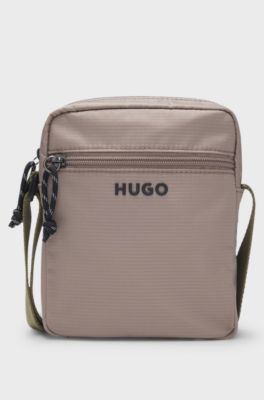 Bolso de bandolera con logo en contraste, Marr&oacute;n claro