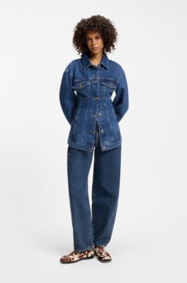 Barrel-leg jeans in blue Japanese denim, Dark Blue