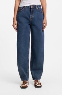 Barrel-leg jeans in blue Japanese denim, Dark Blue