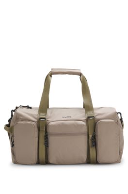 Holdall with silicone-print logo, Light Brown