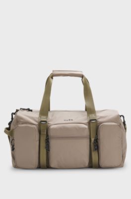 Holdall with silicone-print logo, Light Brown