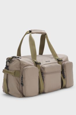 Holdall with silicone-print logo, Light Brown