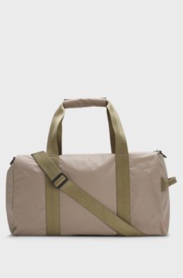 Holdall with silicone-print logo, Light Brown