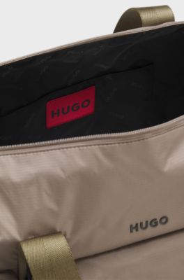 Holdall with silicone-print logo, Light Brown