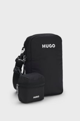 Logo phone holder with mini pouch, Black