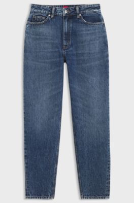 Mom-fit jeans in blue denim, Dark Blue