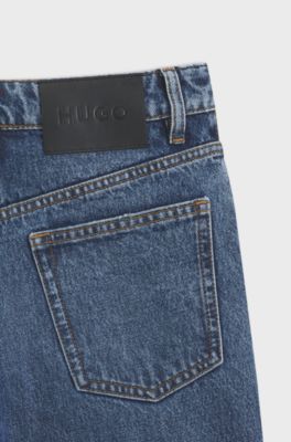Mom-fit jeans in blue denim, Dark Blue