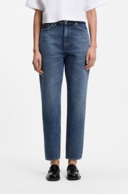 Mom-fit jeans in blue denim, Dark Blue