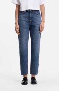 Mom-Fit Jeans aus blauem Denim, Dunkelblau
