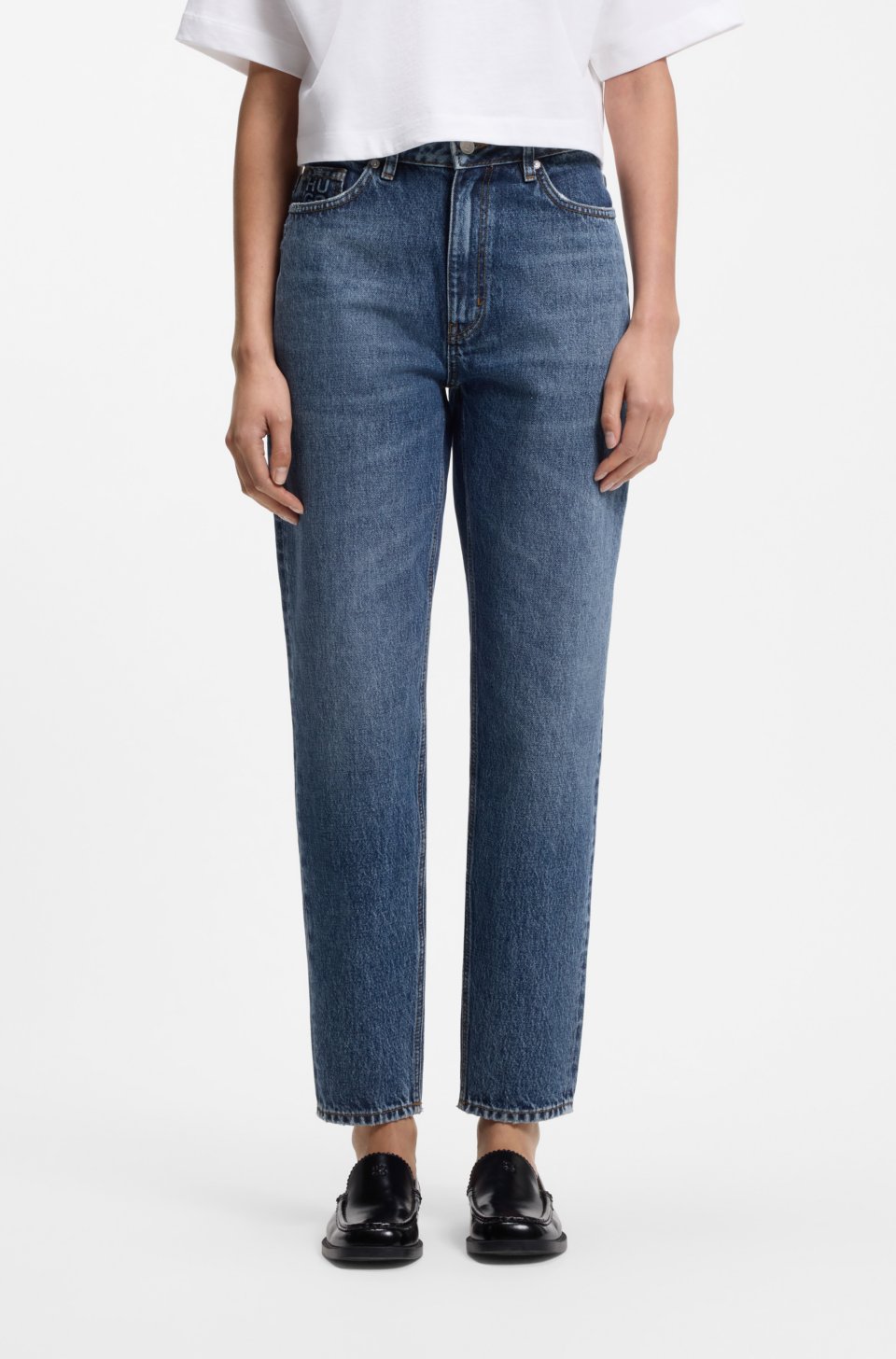 Mom-fit jeans in blue denim