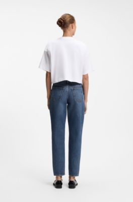 Mom-fit jeans in blue denim, Dark Blue
