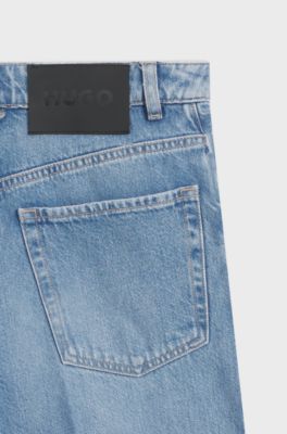 Wide-leg-fit jeans in light-blue denim, Light Blue