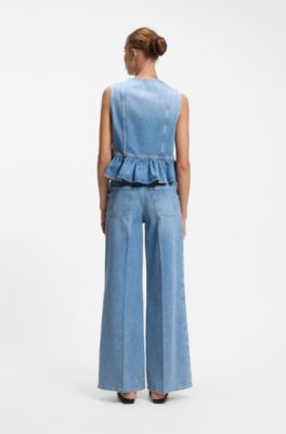 Jeans a gamba larga in denim azzurro, Celeste