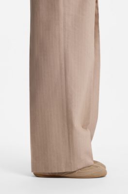 Suede trainers with stacked logo, Light Brown