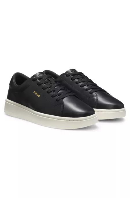 Nappa-leather trainers with gold-tone logo
