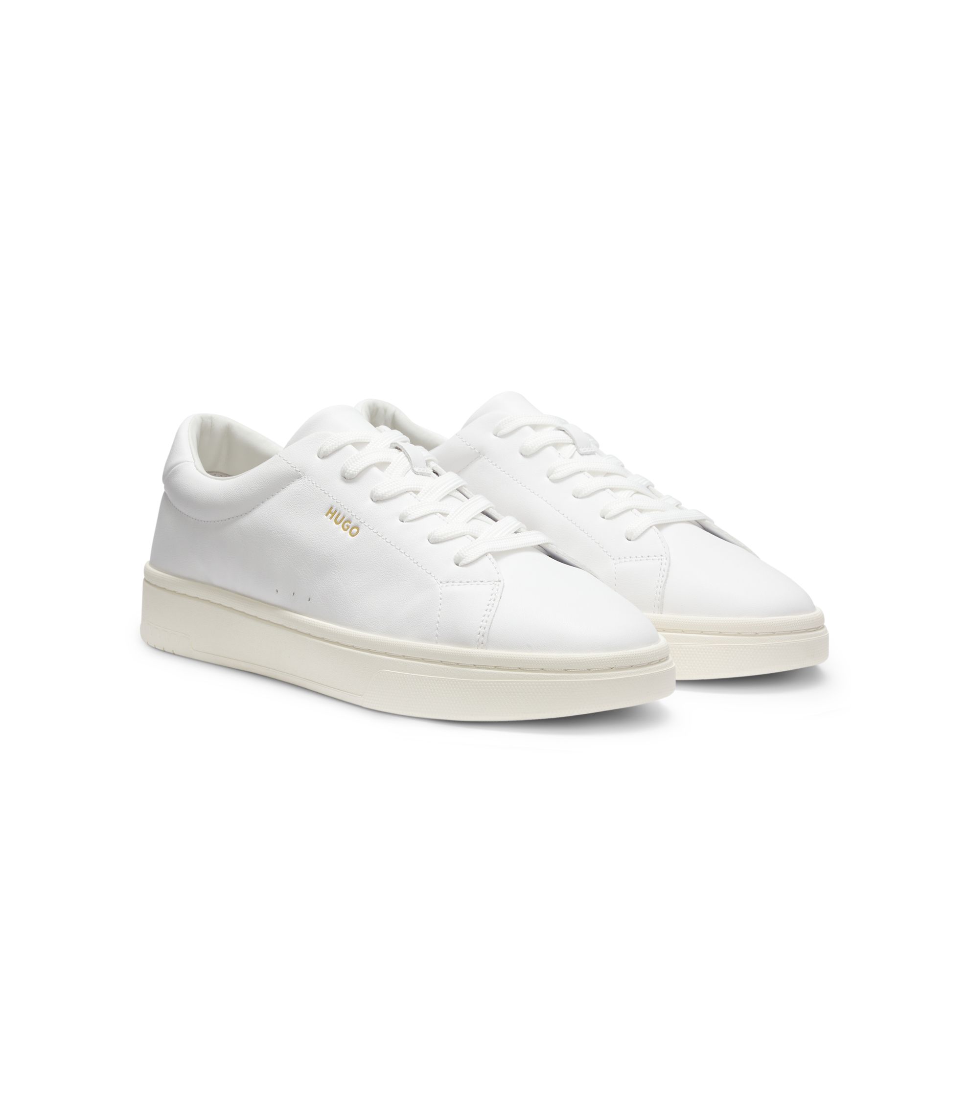 Sneakers aus Nappaleder mit goldfarbenem Logo