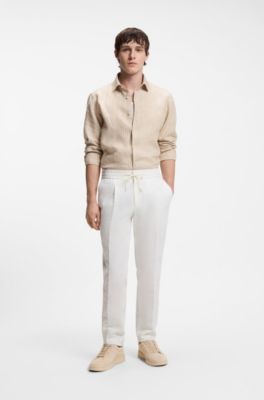 Sneakers in pelle scamosciata con logo dorato in lamina, Beige chiaro