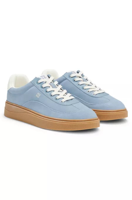 Suede trainers with stacked logos
