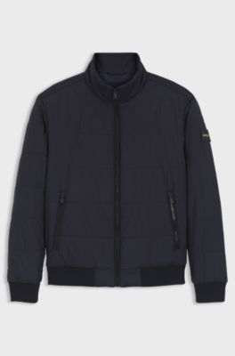 Chaqueta repelente al agua con parche de logo, Azul oscuro