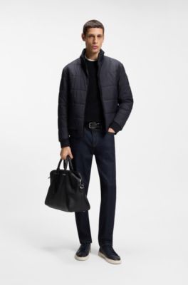 Chaqueta repelente al agua con parche de logo, Azul oscuro