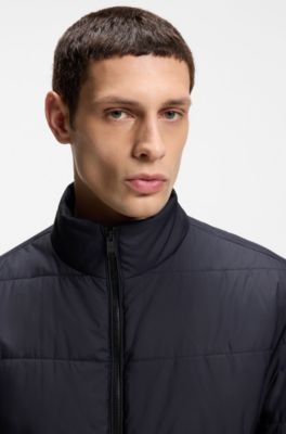 Chaqueta repelente al agua con parche de logo, Azul oscuro