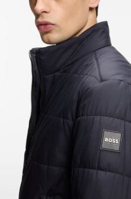 Veste d&eacute;perlante &agrave; patch logot&eacute;, Bleu fonc&eacute;