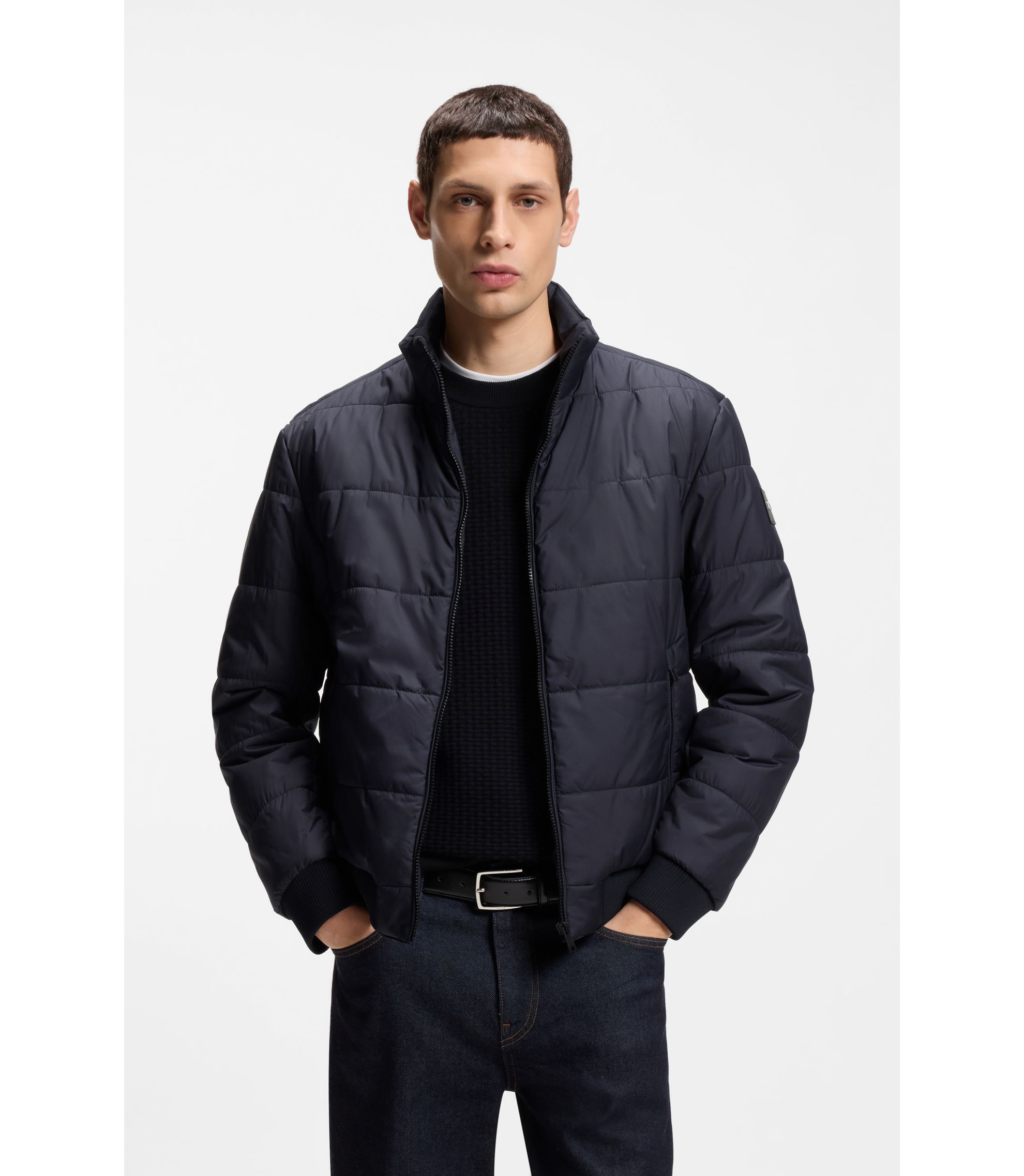 Wasserabweisende Jacke mit Logo-Aufnäher