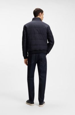 Giacca idrorepellente con toppa con logo, Blu scuro