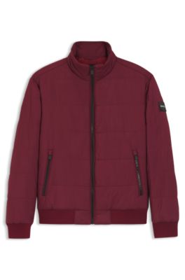 Wasserabweisende Jacke mit Logo-Aufn&auml;her, Dunkelrot