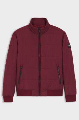 Chaqueta repelente al agua con parche de logo, Rojo oscuro