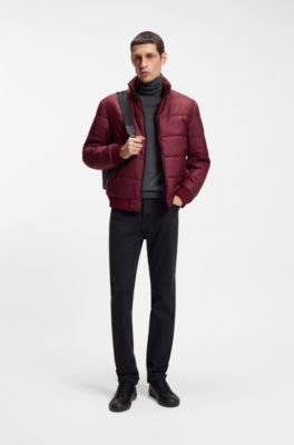 Chaqueta repelente al agua con parche de logo, Rojo oscuro